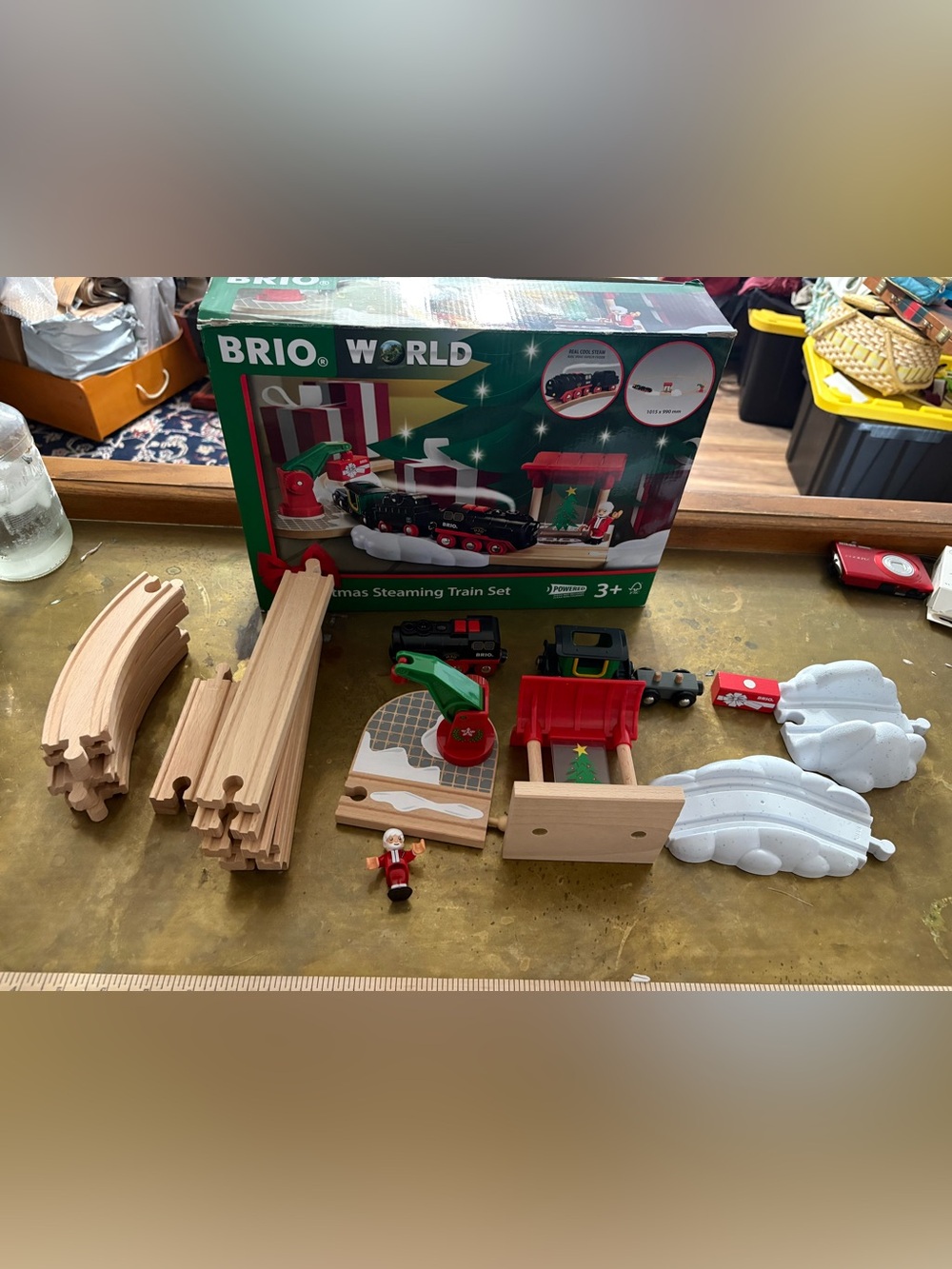 BRIO World 36014 Christmas Steaming Train Set Wood Track Incomplete W/ Box